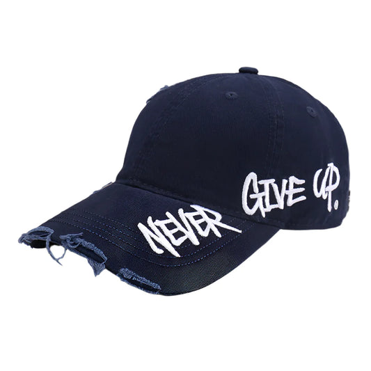 Never Give Up Scratched Baseball Cap
